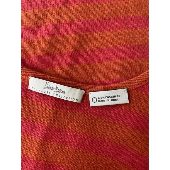 Neiman Marcus Cashmere Tank Top Knit Striped Orange Pink Scoop neck Slee… - Picture 4 of 4